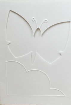 Karte mit Ausschnitt Schmetterling, weiss